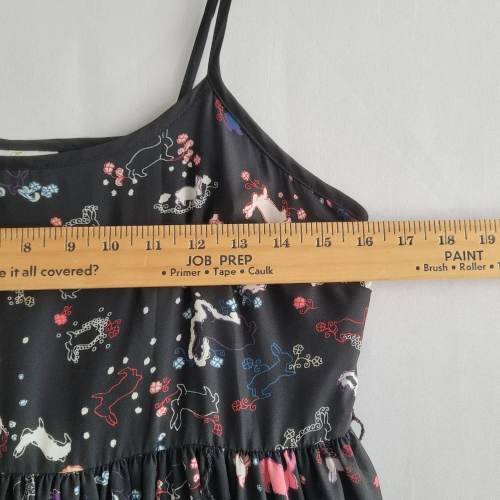 Erin Fetherston Target Slip Babydoll Dress Juniors 9 Black Novelty Flare Rabbit - Picture 3 of 13